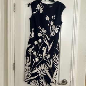 Vince Camuto navy and white dress.